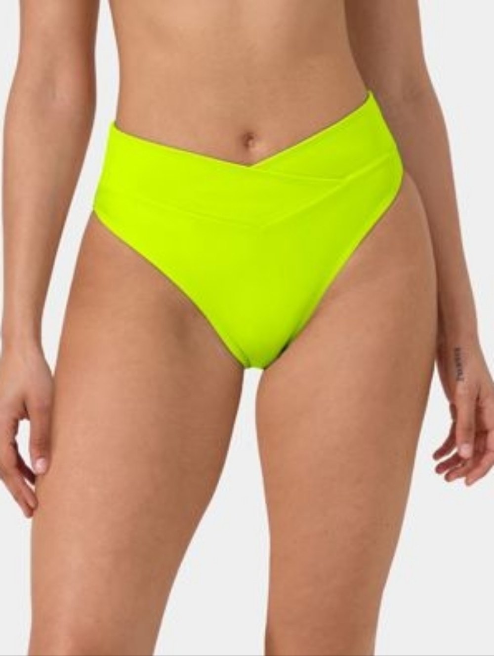 HALARA Ice Lime Green Crossover Bikini Bottoms